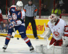 Windsor’s Brady Vail, left, tries to score on Soo goalie Matt Murray at the WFCU Centre. (DAN JANISSE/The Windsor Star)