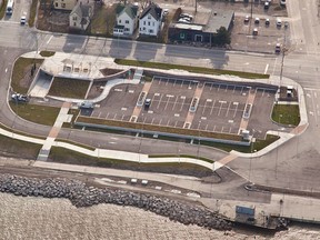 An overhead view of Windsor's Riverfront Retention Treatment Basin project. (Dan Reaume Photography, with permission from Stantec Consulting Ltd.)