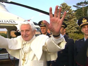 Pope Benedict bids farewell on the last day of his Pontificate (Photo courtesy of Salt and Light Catholic Media Foundation, Catholic News Service and Vatican Photographic Service.)