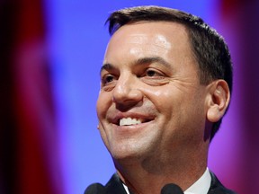 PC Leader Tim Hudak has become a one-issue candidate, harping on controversial right-to-work legislation.  THE CANADIAN PRESS/Dave Chidley