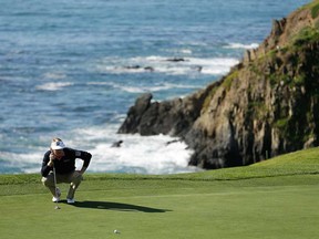 Brandt Snedeker lines up a putt on the eighth green during the AT&T Pebble Beach National Pro-Am at Pebble Beach Golf Links on February 9, 2013 in Pebble Beach, Calif. (Ezra Shaw/Getty Images)