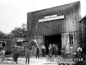 T. J. Eansor & Co. Blacksmith shop, located on the west side of Ferry Street between Sandwich and Pitt streets, is pictured circa 1895. (FILES/The Windsor Star)