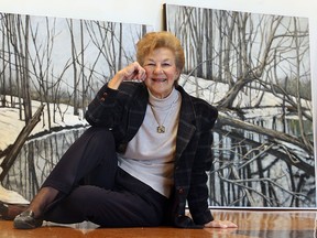 Mary Celestino is shown in November 2006 with her artwork of scenes in Essex County which were on display at the Art Gallery of Windsor. (NICK BRANCACCIO / Windsor Star files)