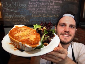 Chef Nathen Gelinas presents Tex Mex mac 'n' cheese at The Twisted Apron on Wyandotte Street East in Windsor. (NICK BRANCACCIO / The Windsor Star)