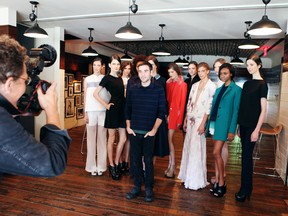 Designer Chris Gelinas and models after the debut of his first women's wear collection last autumn for which he won the Peroni Young Designer award. Gelinas, who is originally from Tecumseh and studied at the University of Windsor and Parsons The New School of Design in New York, is about to launch his second collection on Friday, Feb. 7. (Photo by Arden Wray)