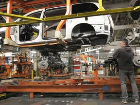 A minivan works its way down the line at Chrysler's Windsor Assembly Plant. (DAN JANISSE / Windsor Star files)