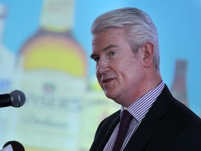 Hiram Walker and Sons president, Patrick O'Driscoll, speaks Friday, Feb. 28, 2014, during a news conference announcing $9 million will be invested in the Windsor plant.  (DAX MELMER/The Windsor Star)