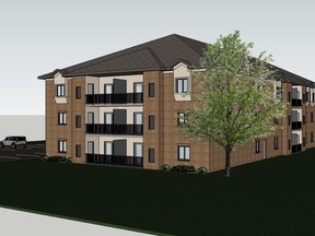 A drawing of a proposed new three-storey apartment building to be constructed at 1935 Normandy St. in LaSalle. The building would be the town's first multi-unit rental housing constructed in decades.