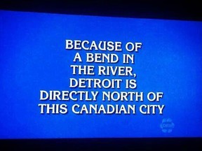A screen grab of the Jeopardy "answer" about Windsor.
