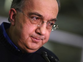 Sergio Marchionne, chairman and chief executive officer, Chrysler Group LLC, speaks to the media at the Sterling Heights Assembly Plant production celebration event, Friday, March 14, 2014. (DAX MELMER/The Windsor Star)