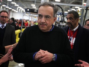 Sergio Marchionne, chairman and chief executive officer, Chrysler Group LLC, arrives at the Sterling Heights Assembly Plant production celebration event, Friday, March 14, 2014. (DAX MELMER/The Windsor Star)