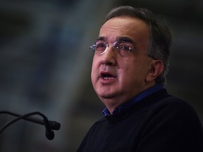 Sergio Marchionne, chairman and chief executive officer, Chrysler Group LLC, speaks at the Sterling Heights Assembly Plant production celebration event, Friday, March 14, 2014. (DAX MELMER/The Windsor Star)