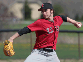 Essex pitcher Aaron Langlois throws a pitch against Holy Names. (DAN JANISSE/The Windsor Star)