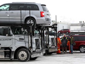 Windsor-built Chrysler minivans are prepared for shipment near the Walker Road gates Tuesday March 4, 2014. (NICK BRANCACCIO/The Windsor Star)