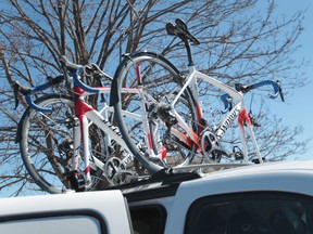In this file photo, bicycles used by Canadian Olympic athlete Clara Hughes during "Clara's Big Ride", a 110-day bike ride aiming to bring awareness to mental health issues.  (JASON KRYK/The Windsor Star)