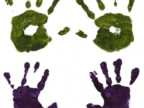Children's hand prints done in fingerpaint. (Postmedia News files)
