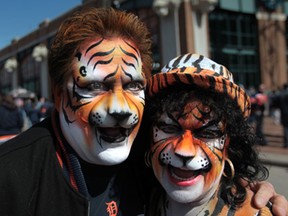 Tony and Pam Rinna, from Southgate, Michigan prepare to enter Comerica Park for the Detroit Tigers home opener against the Kansas City Royals Monday March 31, 2014 in Detroit, Michigan. (JASON KRYK/The Windsor Star)