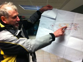 Danny Halmo shows map for EV Fest on Windsor's riverfront in September. (Doug Schmidt/The Windsor Star)