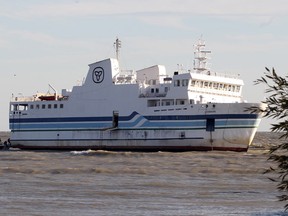 The Jiimaan ferry sits after running aground near Kingsville Harbour in this Oct. 2012 file photo. (Jason Kryk / The Windsor Star)