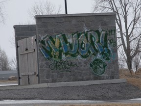 In this file photo, here's an example of the graffiti that has recently appeared at Leamington's Seacliff Park. Image courtesy of Essex County OPP. (Handout / The Windsor Star)