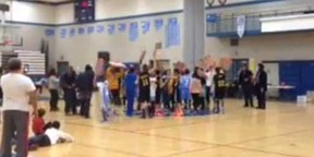 The South Windsor Warriors protested during a basketball tournament in Hamilton.