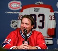Former Montreal Canadiens goaltender Patrick Roy smiles during a news conference in Montreal in 2008. He announced the retirement of his sweater and number 33. (THE GAZETTE/John Mahoney)