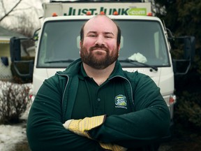 Pat Middleton, 28, pictured Tuesday, March 11, 2014, was awarded his own franchise at Just Junk after appearing on the television program, Be the Boss.  (DAX MELMER/The Windsor Star)