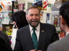 Official Opposition Leader Tom Mulcair meets with small business owners in Toronto on Monday March 17, 2014. (Frank Gunn/the Canadian Press)