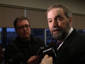 Files: NDP leader Thomas Mulcair speaks to supporters at the Libro Credit Union Centre in Amherstburg on Wednesday, March 19, 2014.                     (TYLER BROWNBRIDGE/The Windsor Star)