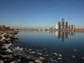 Downtown Detroit is reflected off the Detroit River on a bright, sunny Friday morning, March 21, 2014.   (DAX MELMER/The Windsor Star)