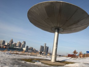 A flying saucer sculpture sits on display along the Windsor waterfront, Monday, March 10, 2014.  (DAX MELMER/The Windsor Star)