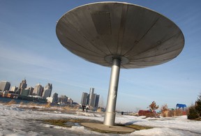 A flying saucer sculpture sits on display along the Windsor waterfront, Monday, March 10, 2014.  (DAX MELMER/The Windsor Star)