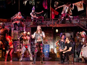 The cast sings a tune from We Will Rock You, a musical that opens Tuesday at Detroit’s Fisher Theatre. (Courtesy of Paul Kolnik)