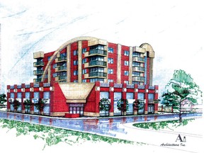 An artist's rendering of the proposed building at 666 Chatham Street West.