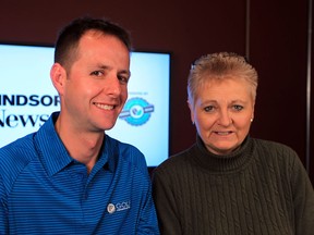 The Star's Mary Caton with former junior golfer Mike Rutgers who won several local amateur events in Windsor and Essex County at News Cafe Tuesday April 15, 2014. (NICK BRANCACCIO/The Windsor Star)