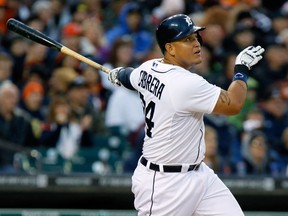 Detroit's Miguel Cabrera hits a two-run homer in the third inning against the Chicago White Sox at Comerica Park Tuesday. (Photo by Duane Burleson/Getty Images)