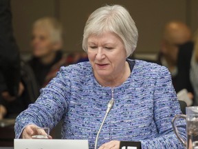 Former auditor general Sheila Fraser appears before a Commons house affairs committee on Bill C-23, an Act to amend the Canada Elections Act in Ottawa on Tuesday, April 8, 2014. THE CANADIAN PRESS/Justin Tang ORG XMIT: jdt103