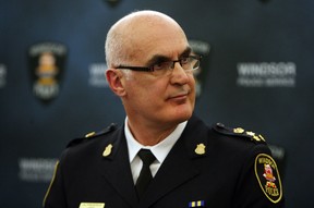 Windsor Police chief Al Frederick addresses the media at a press conference at police head quarters in Windsor on Monday, April 14, 2014.          (TYLER BROWNBRIDGE/The Windsor Star)