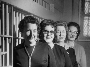Guarding the women's jail that they care for on April 3, 1965 are from left, Mrs. Ruby O'Brady, Mrs. Ilah Ridley, Miss Agness McLester and Miss Edith Snook. They are Windsor's only police women. Unlike police matrons, these women have the power to arrest. (Bill Bishop/Windsor Star)