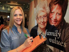 Julie Roy, manager with Schlegel Villages was on hand at Fogolar Furlan Club for a hiring fair April 17, 2014.  (NICK BRANCACCIO/The Windsor Star)