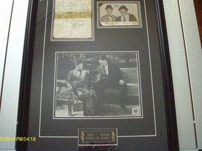 Framed Laurel and Hardy letter, photos: $2,000