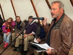 University of Windsor pofessor Jim Winter addresses a small gathering to discuss ways to get voters to the polls during Making Waves Windsor-Essex event held at Tecumseh Museum Wednesday May 7,  2014.  (NICK BRANCACCIO/The Windsor Star)