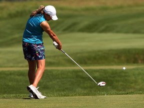Tecumseh's Erica Rivard hits a shot at the CN Canadian Women's Tour at Ambassador Golf Club. (NICK BRANCACCIO/The Windsor Star)