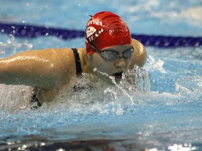 Windsor's Michelle Gajewski competes at the Canadian Masters Swimming Championships at the Windsor International Aquatic and Training Centre. (DAX MELMER/The Windsor Star)