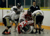 Windsor and St. Catharines players battle for the lacrosse ball during junior B action at Forest Glade Arena Saturday. (RICK DAWES/The Windsor Star)