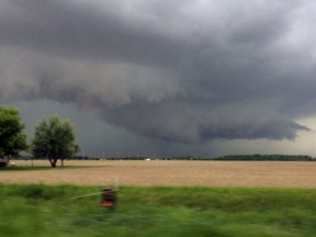 A brilliant display of an approaching thunderstorm is seen near Puce Road in Lakeshore, Ontario on May 27, 2014. Severe thunderstorms crossed southwestern Ontario Tuesday. (JASON KRYK/The Windsor Star)