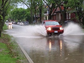 Roads were flooded in east Windsor following an afternoon downpour on May 13, 2014. (TwitPic: Jason Kryk/The Windsor Star)