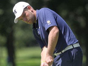 Bryce Evon hits a putt during the Jamieson Golf Tour at Essex Golf & Country Club. (DAN JANISSE/The Windsor Star)