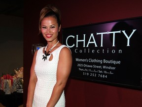 Model Rheem McLennan during Elaine Chatwood's Chatty Collection fashion show at The Star's News Cafe Wednesday May 28, 2014. (NICK BRANCACCIO/The Windsor Star)