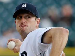 Tigers pitcher Max Scherzer throws a pitch against the Houston Astros in the first inning at Comerica Park Monday. (Photo by Duane Burleson/Getty Images)